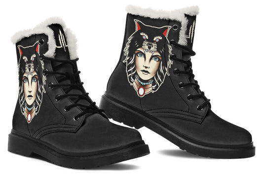 Wolf Cowl Girl Head Comfy Boots