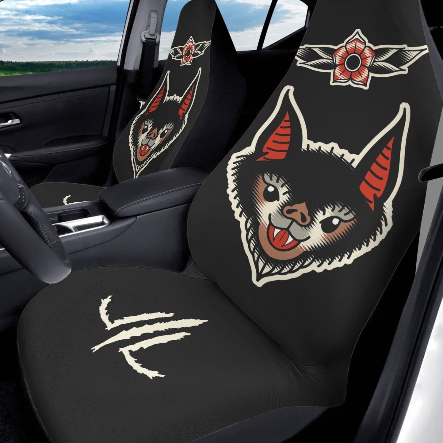 Traditional Bat V2 Car Seat Covers (2 Pcs)