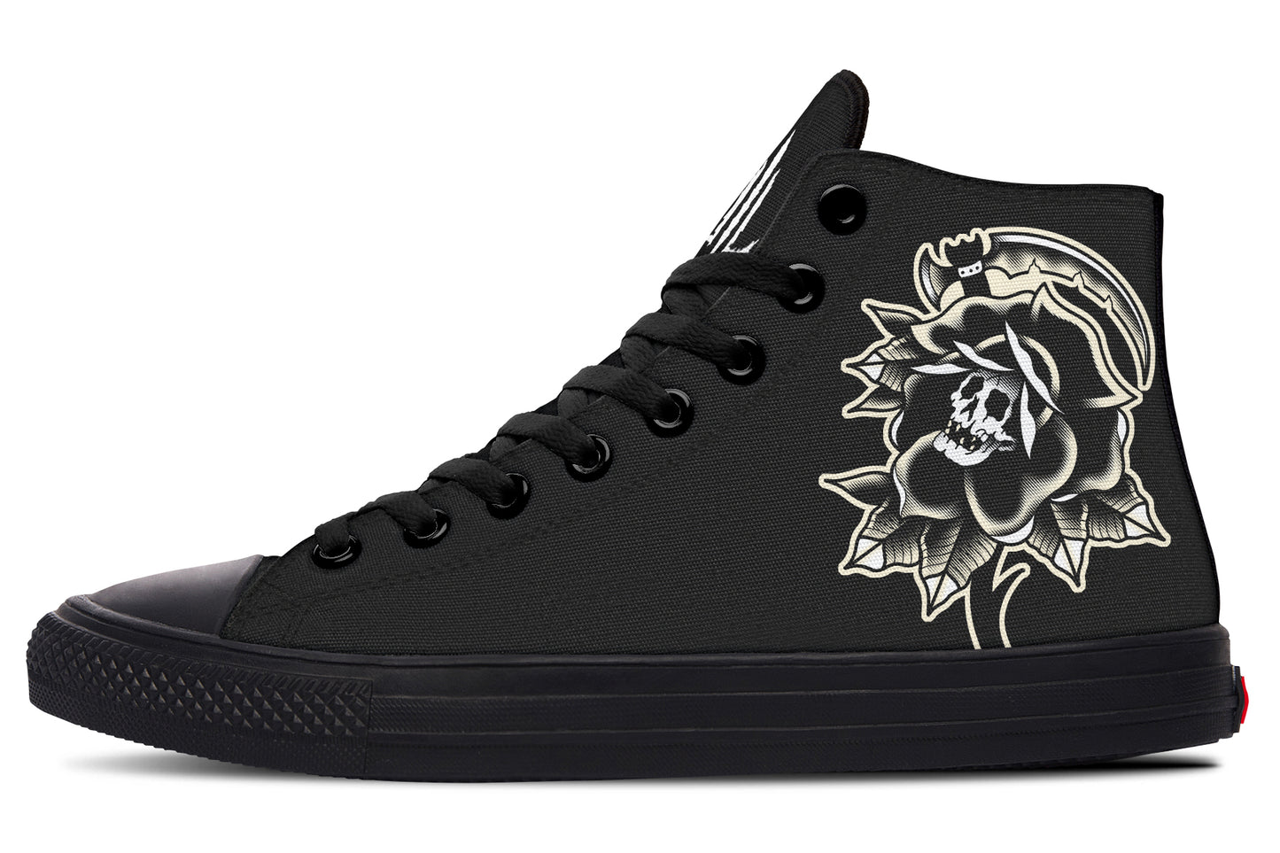 Black Rose Scythe Skull High Tops