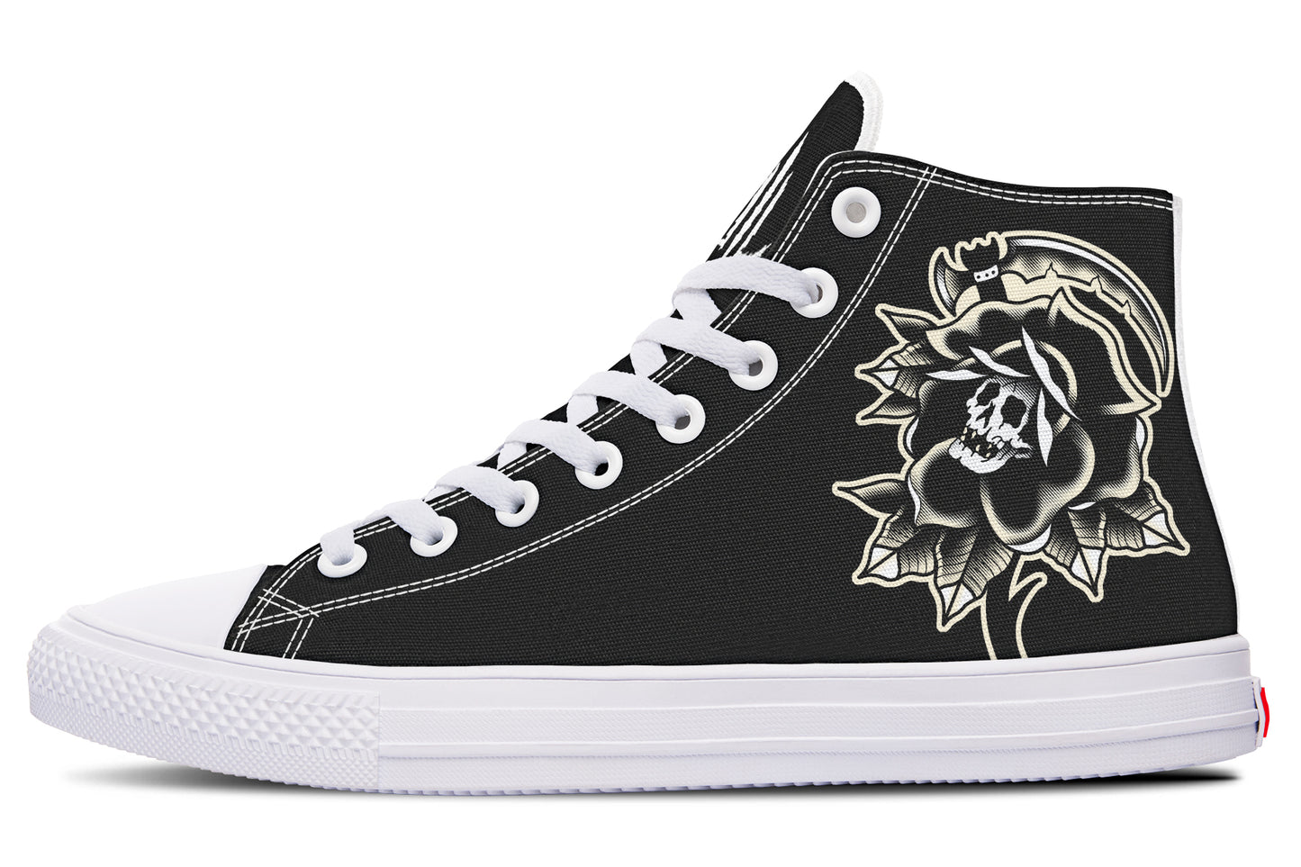 Black Rose Scythe Skull High Tops