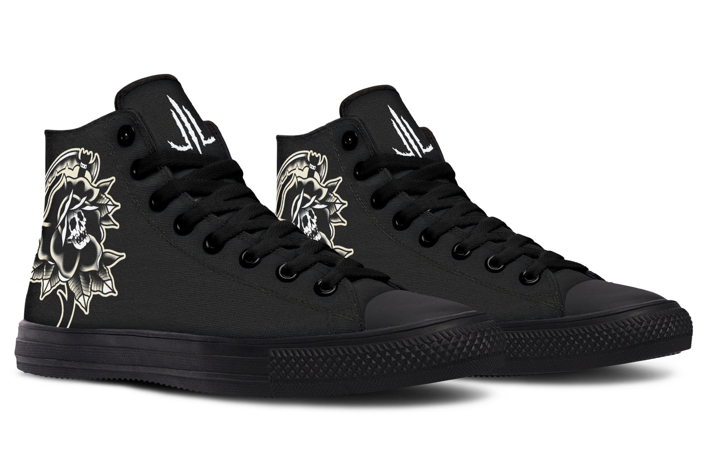Black Rose Scythe Skull High Tops