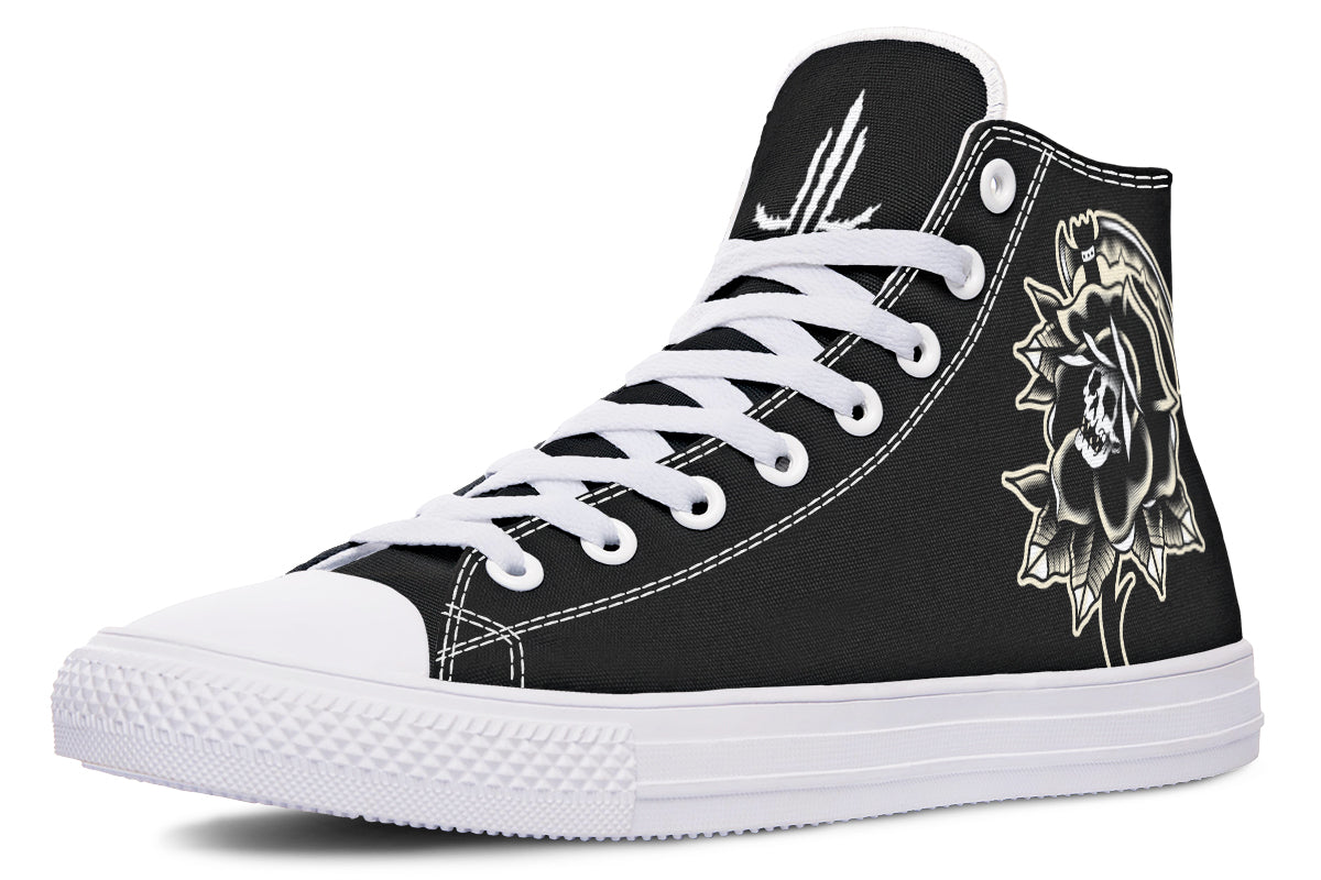 Black Rose Scythe Skull High Tops