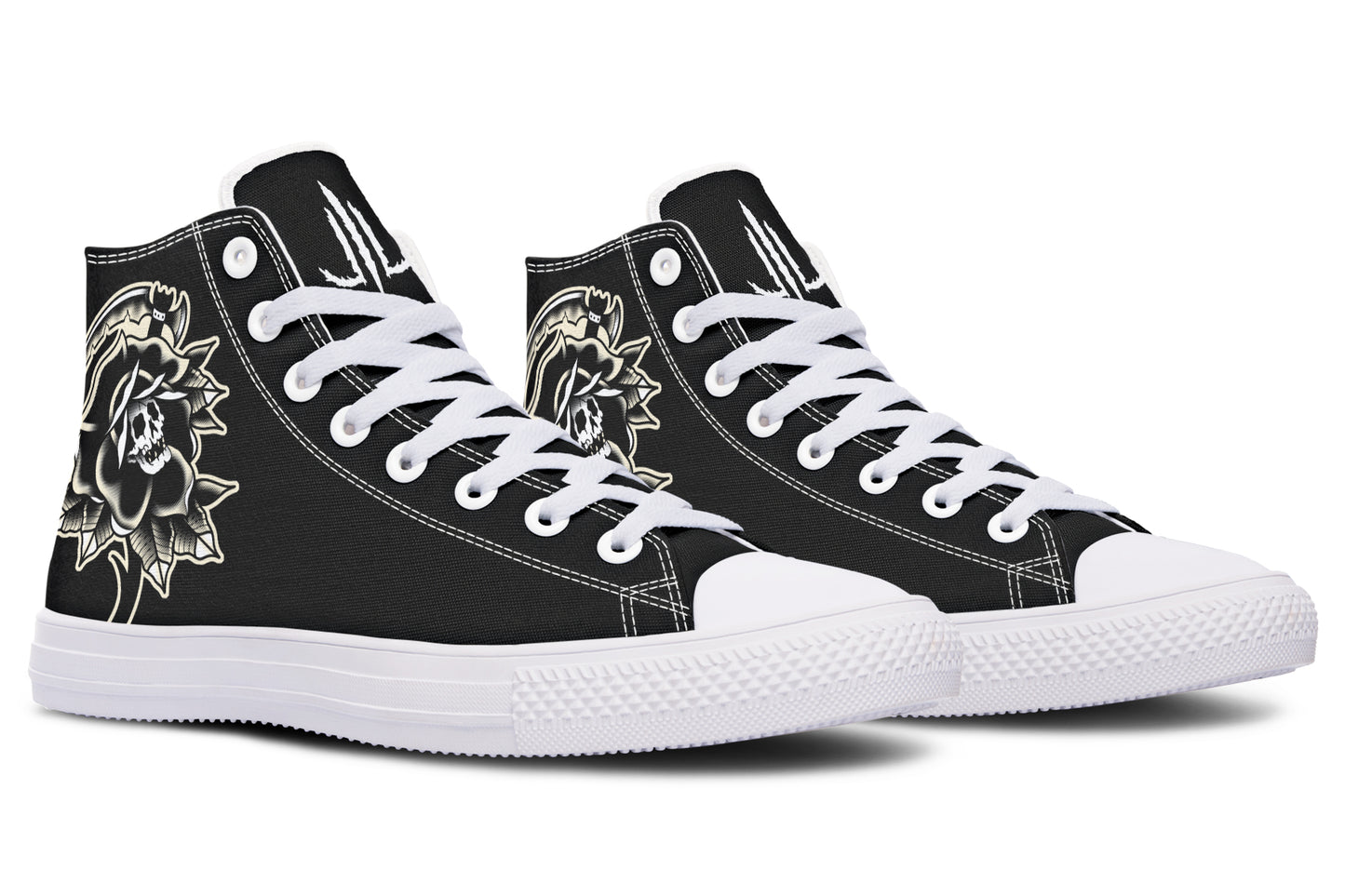 Black Rose Scythe Skull High Tops