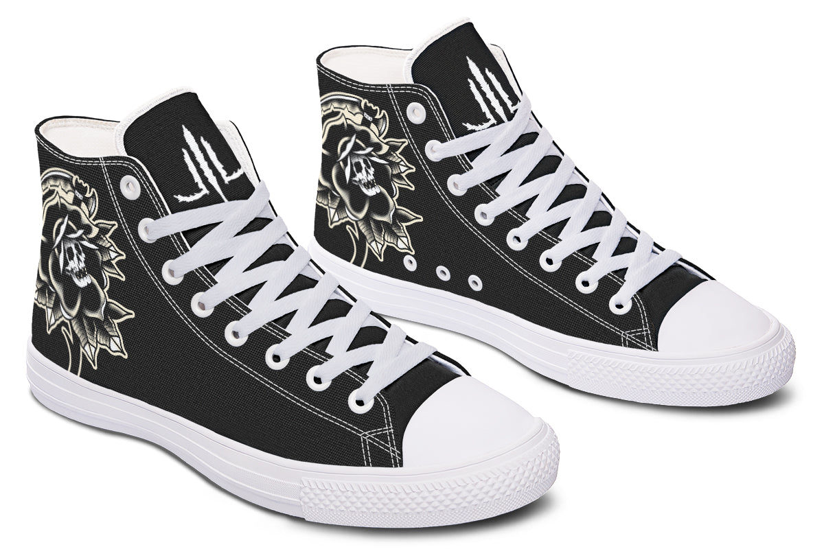 Black Rose Scythe Skull High Tops