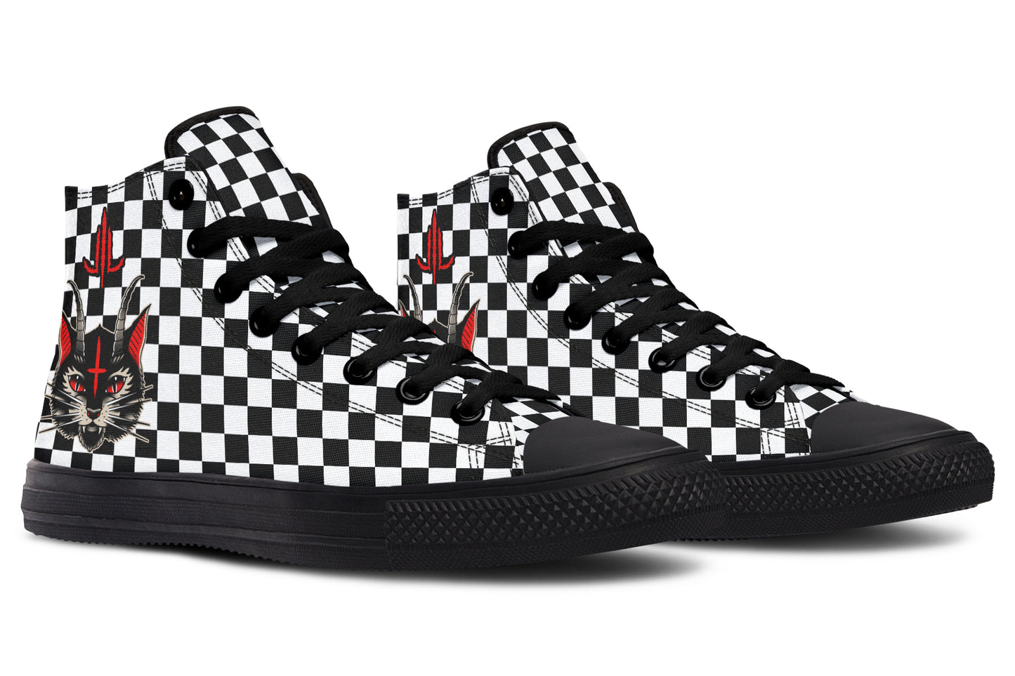 Cat Demon Checkered High Tops