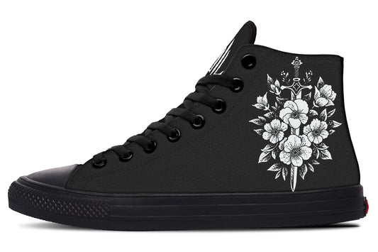 Minimalist Dagger Flowers Cat High Tops