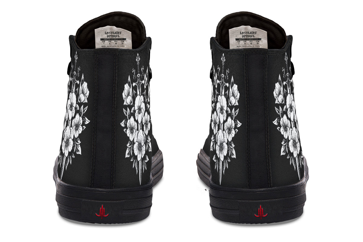 Minimalist Dagger Flowers Cat High Tops
