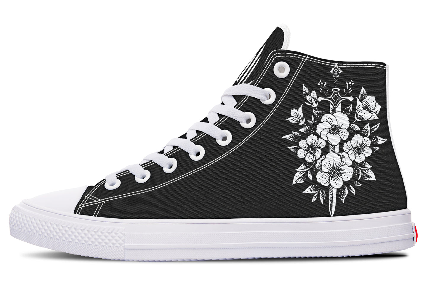 Minimalist Dagger Flowers Cat High Tops