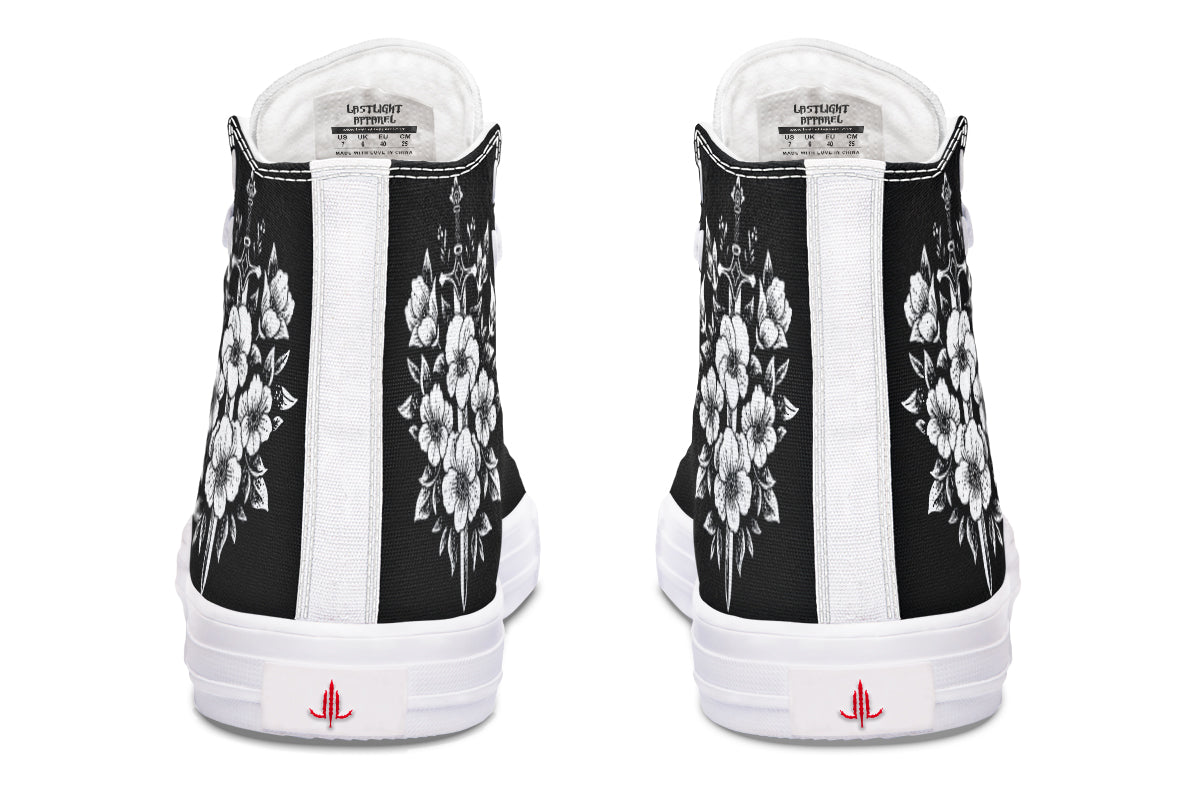 Minimalist Dagger Flowers Cat High Tops