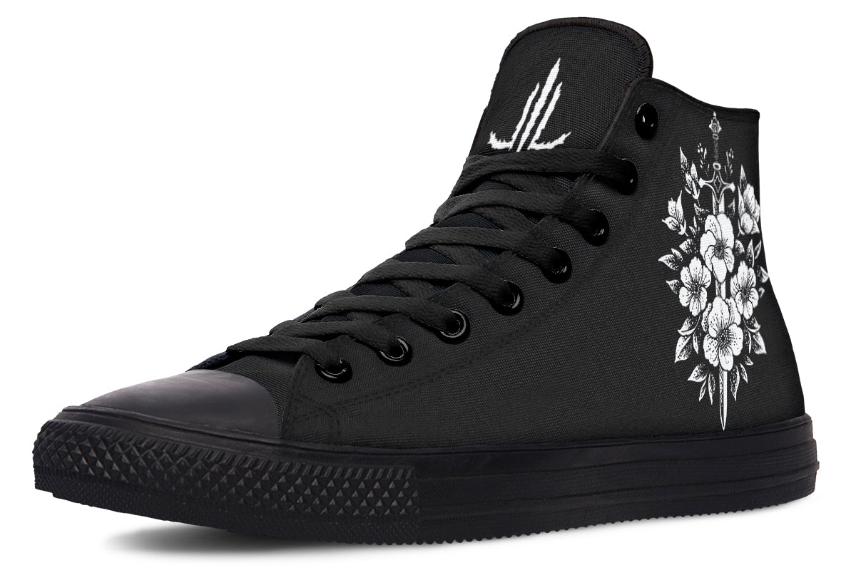 Minimalist Dagger Flowers Cat High Tops