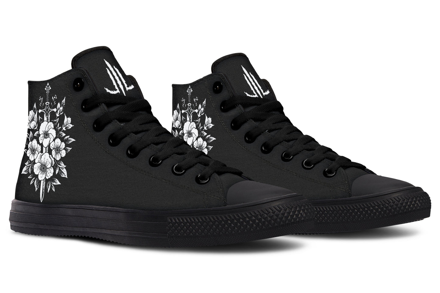 Minimalist Dagger Flowers Cat High Tops
