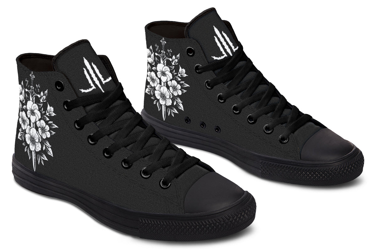 Minimalist Dagger Flowers Cat High Tops