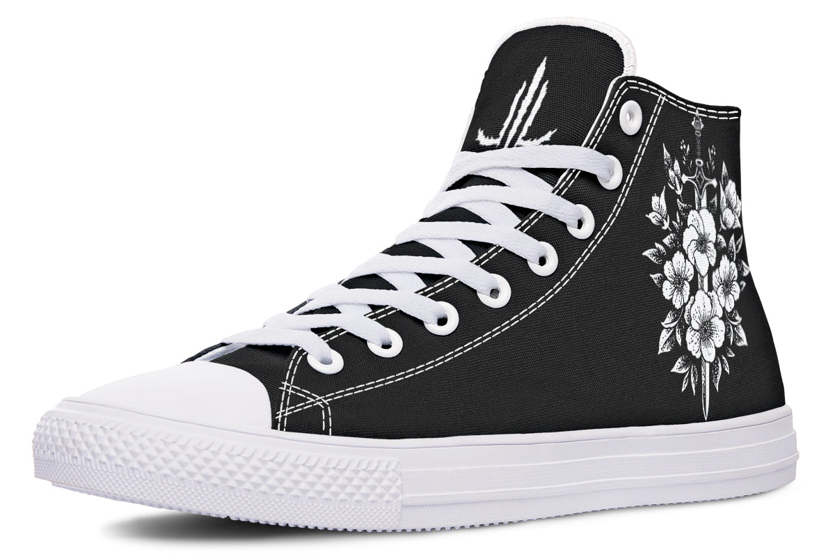 Minimalist Dagger Flowers Cat High Tops
