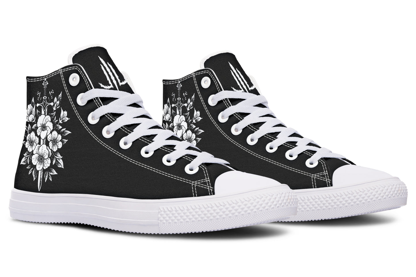Minimalist Dagger Flowers Cat High Tops