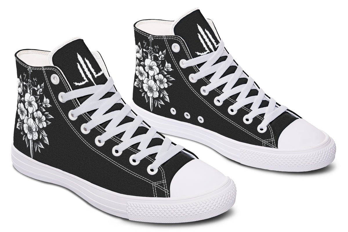 Minimalist Dagger Flowers Cat High Tops