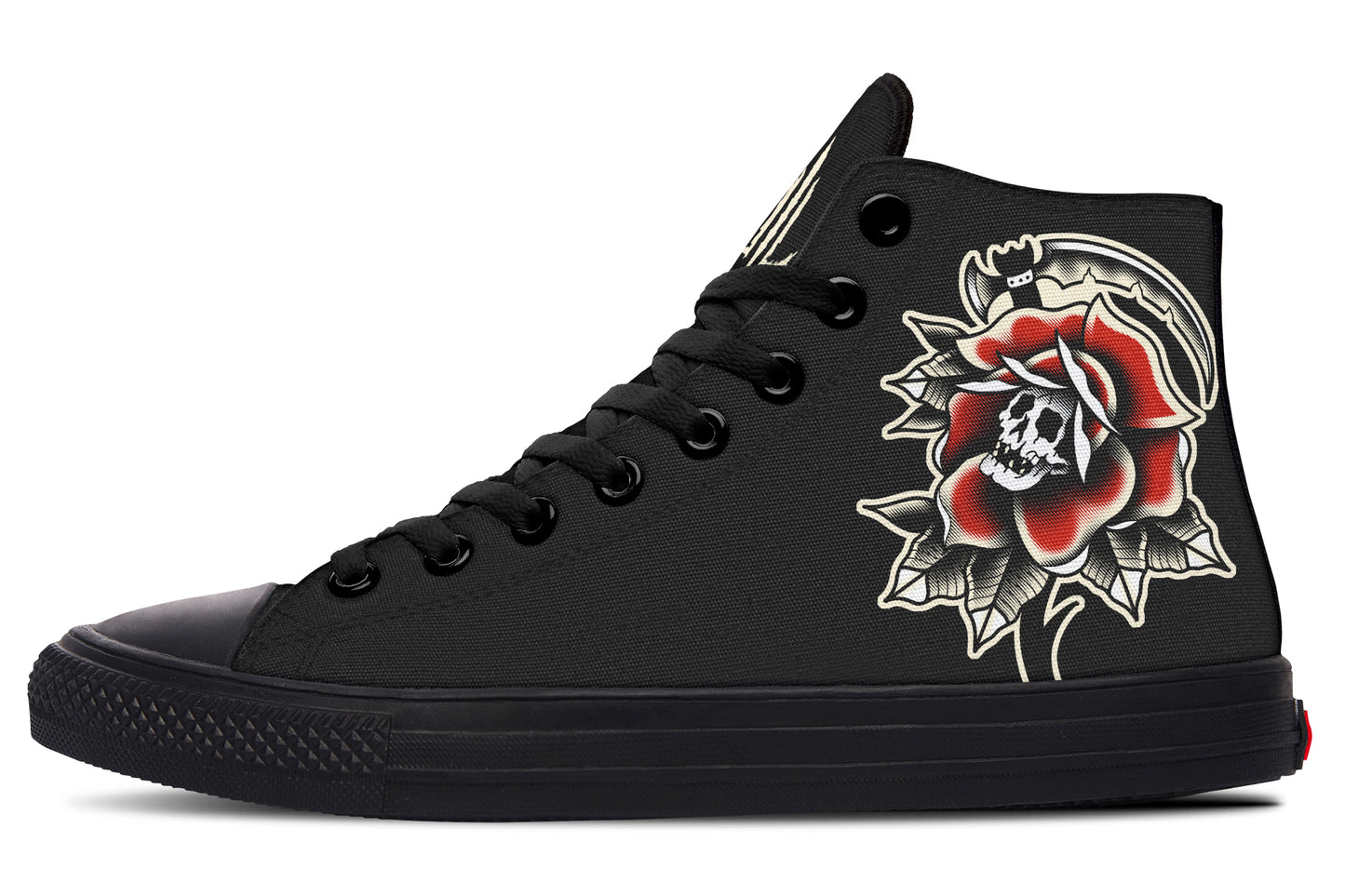 Red Rose Scythe Skull High Tops