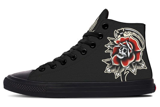 Red Rose Scythe Skull High Tops