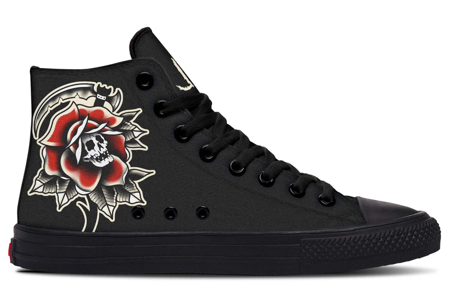 Red Rose Scythe Skull High Tops
