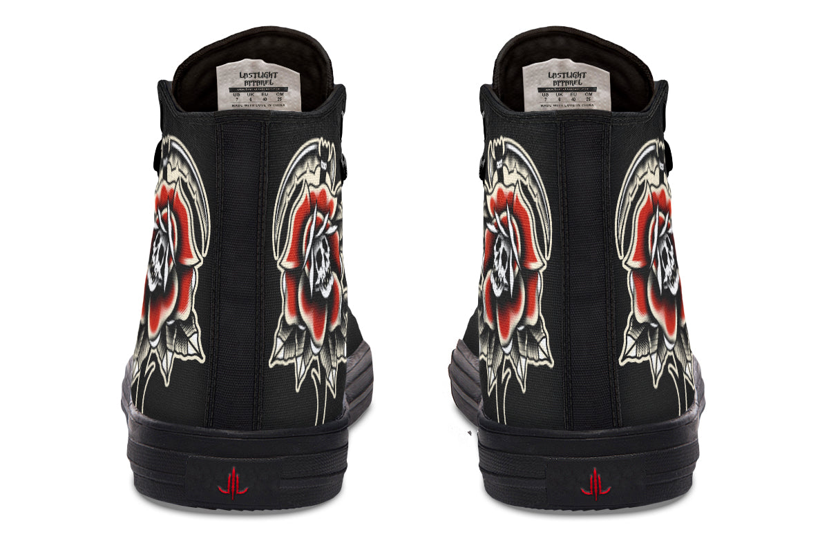 Red Rose Scythe Skull High Tops
