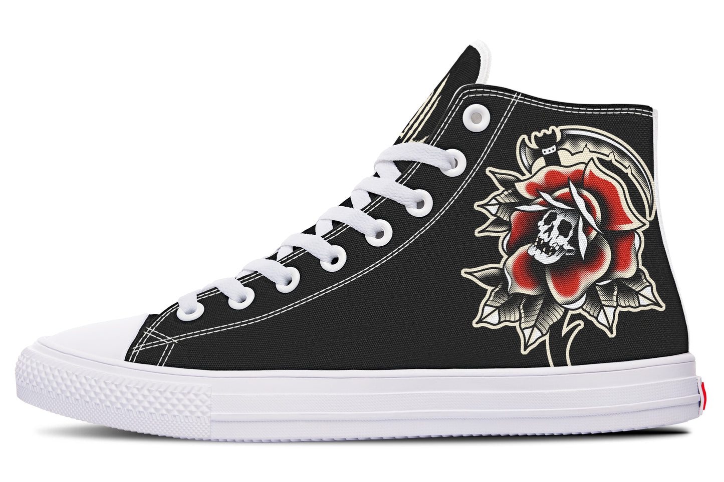 Red Rose Scythe Skull High Tops