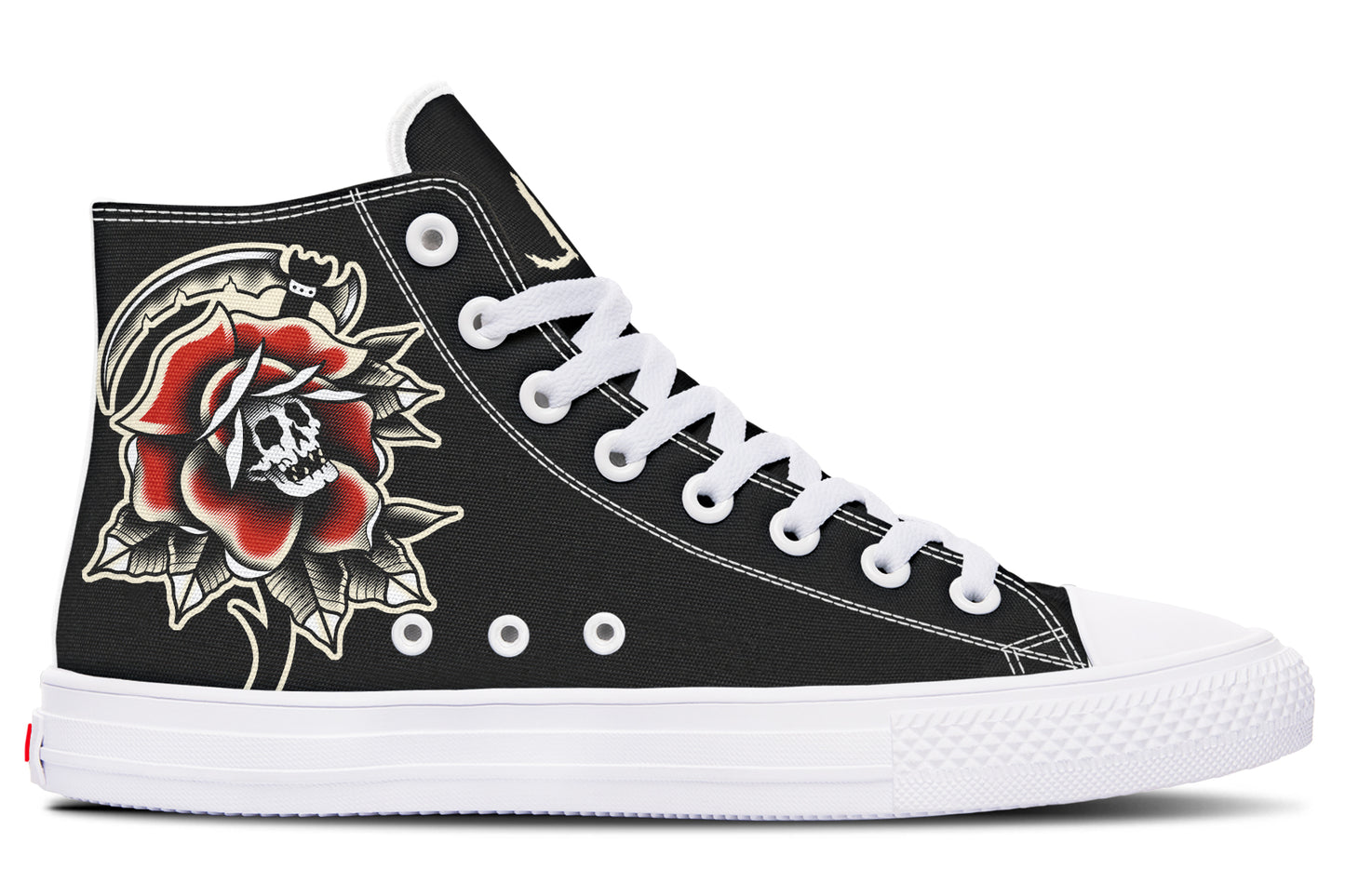 Red Rose Scythe Skull High Tops