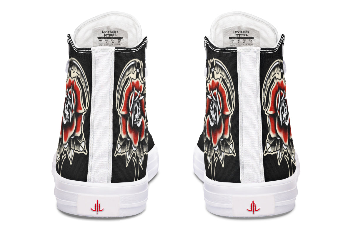 Red Rose Scythe Skull High Tops