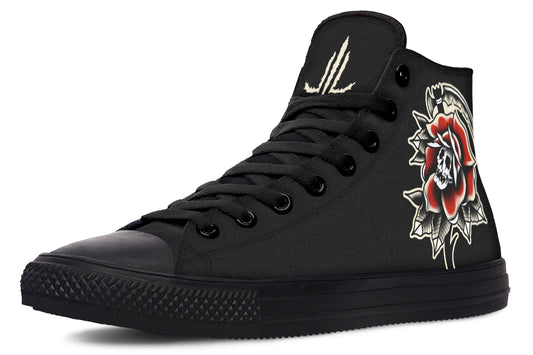 Red Rose Scythe Skull High Tops