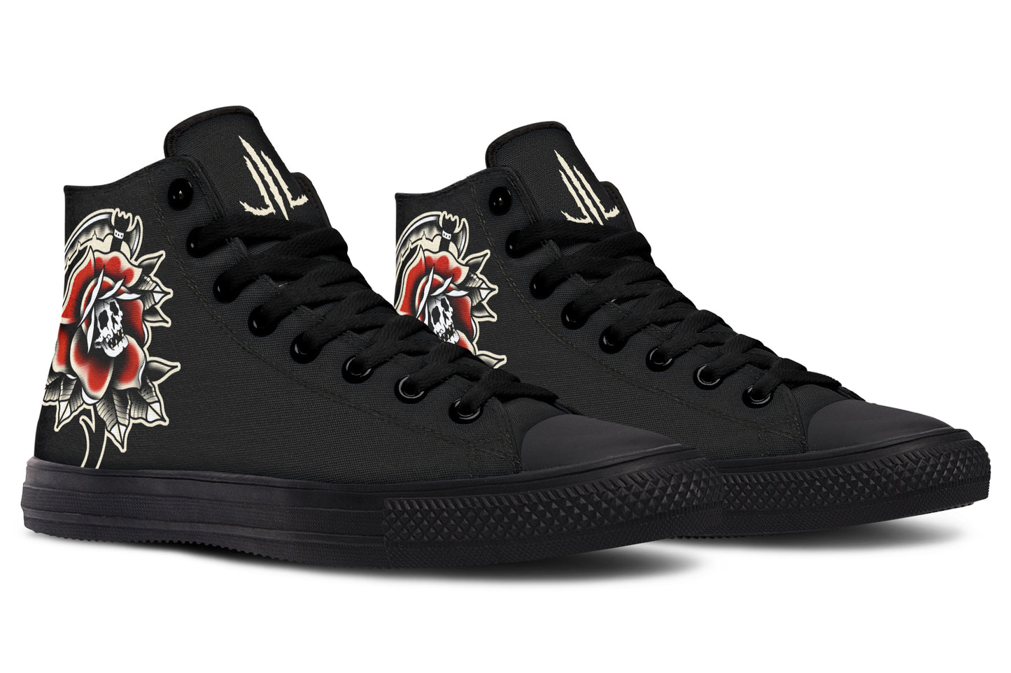 Red Rose Scythe Skull High Tops