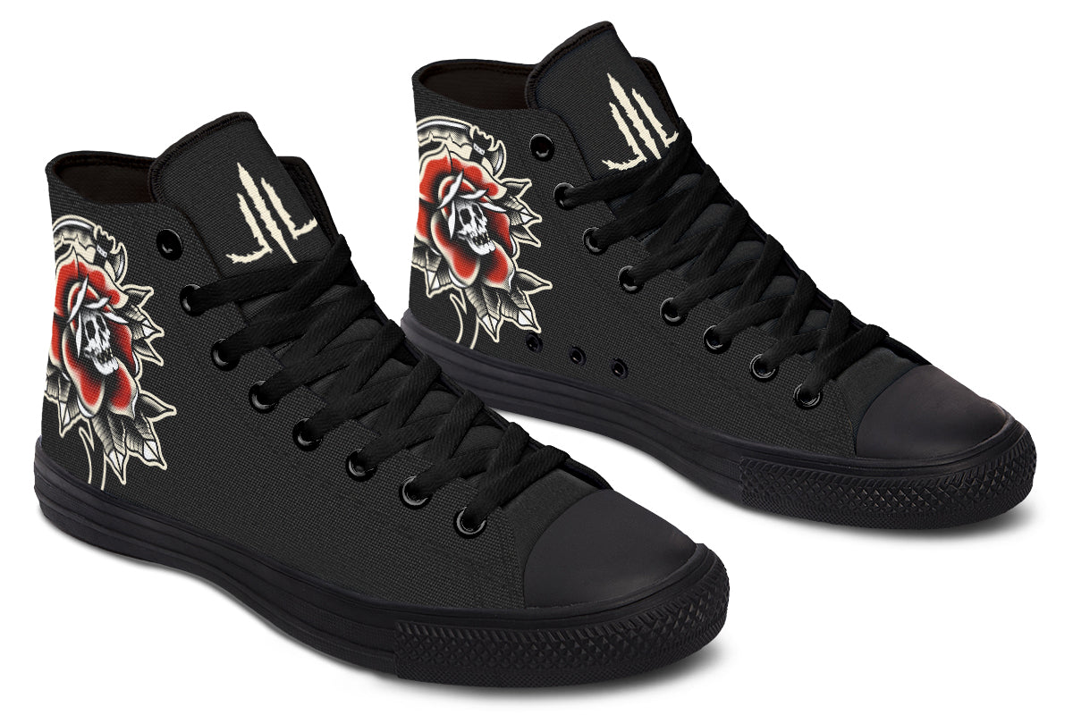Red Rose Scythe Skull High Tops