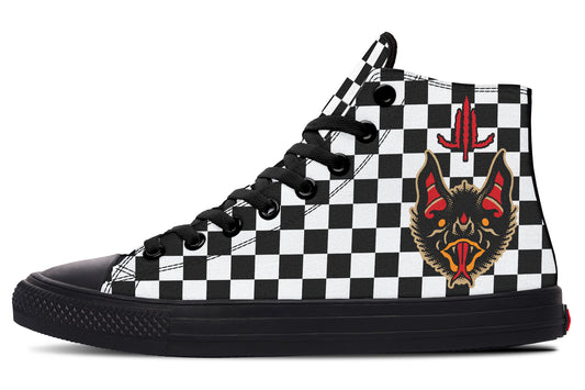 Vampire Bat Checkered High Tops