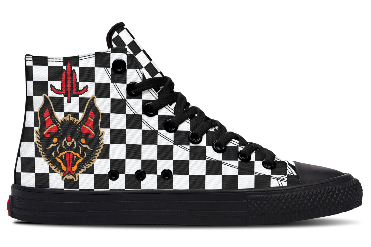 Vampire Bat Checkered High Tops