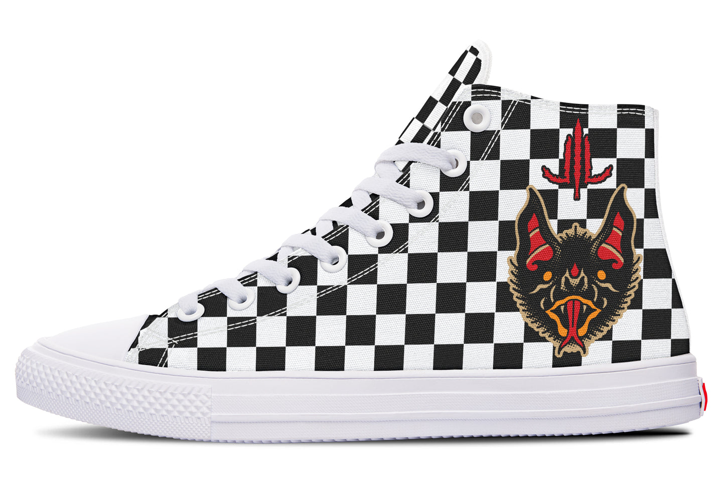 Vampire Bat Checkered High Tops