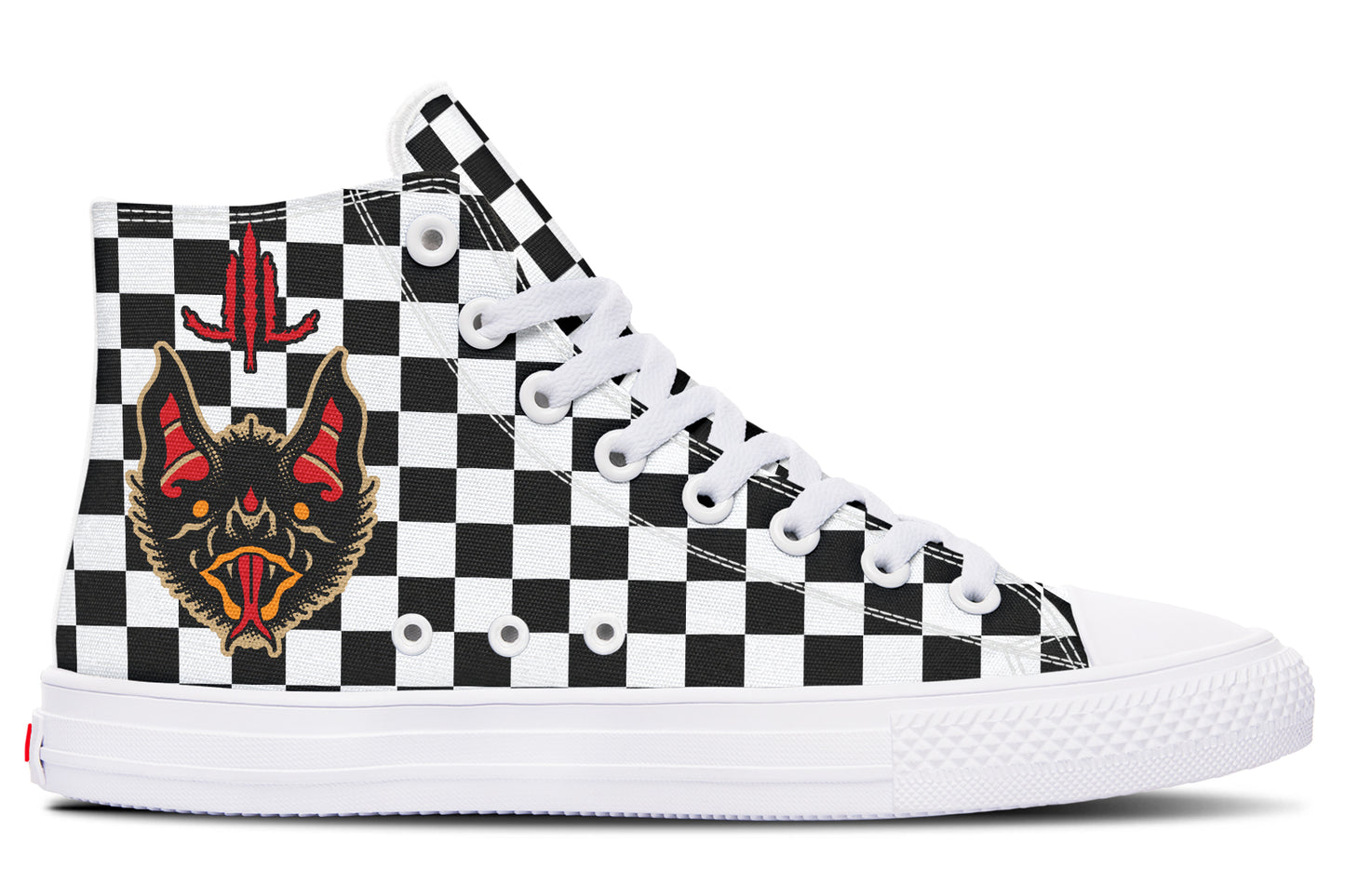 Vampire Bat Checkered High Tops