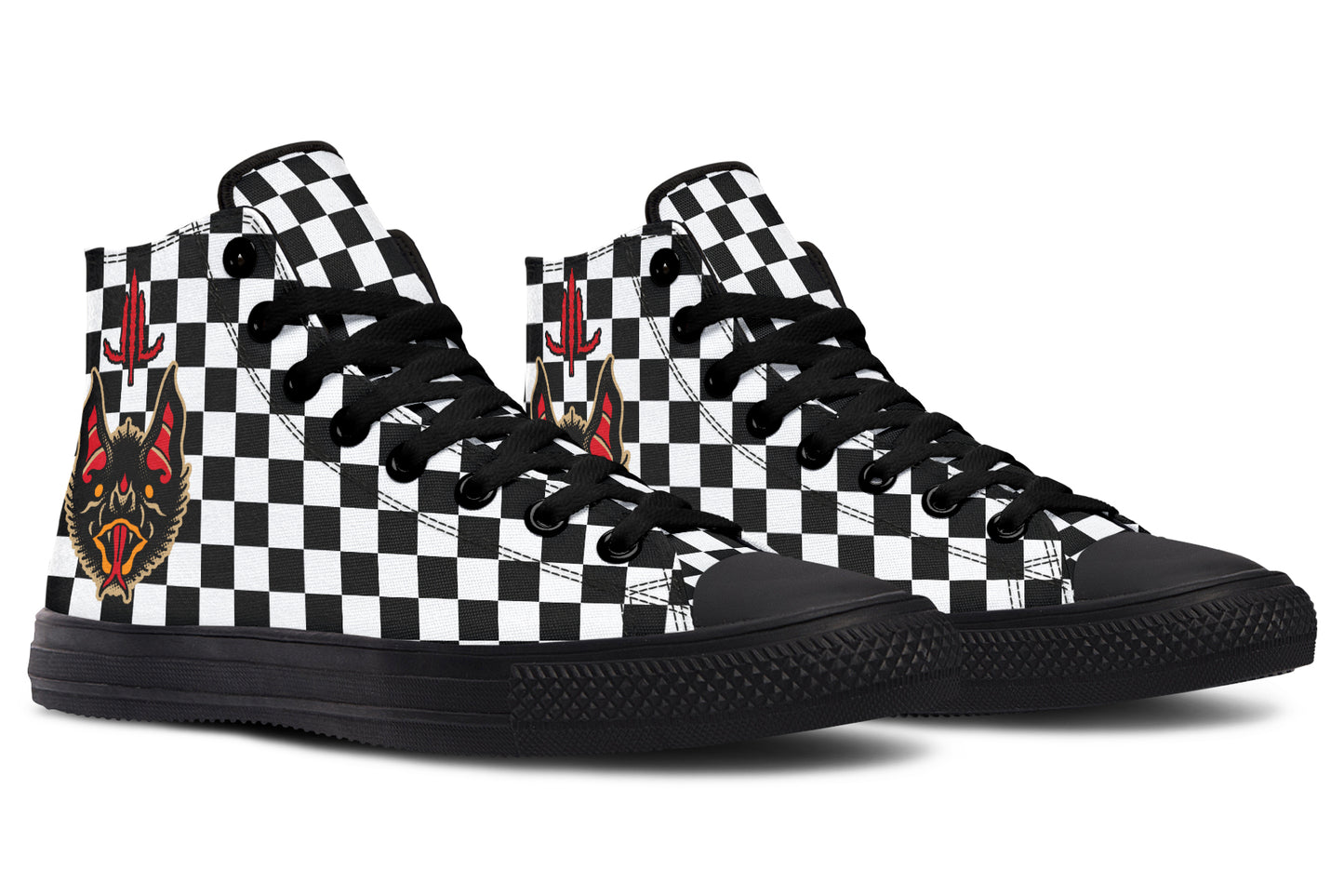 Vampire Bat Checkered High Tops