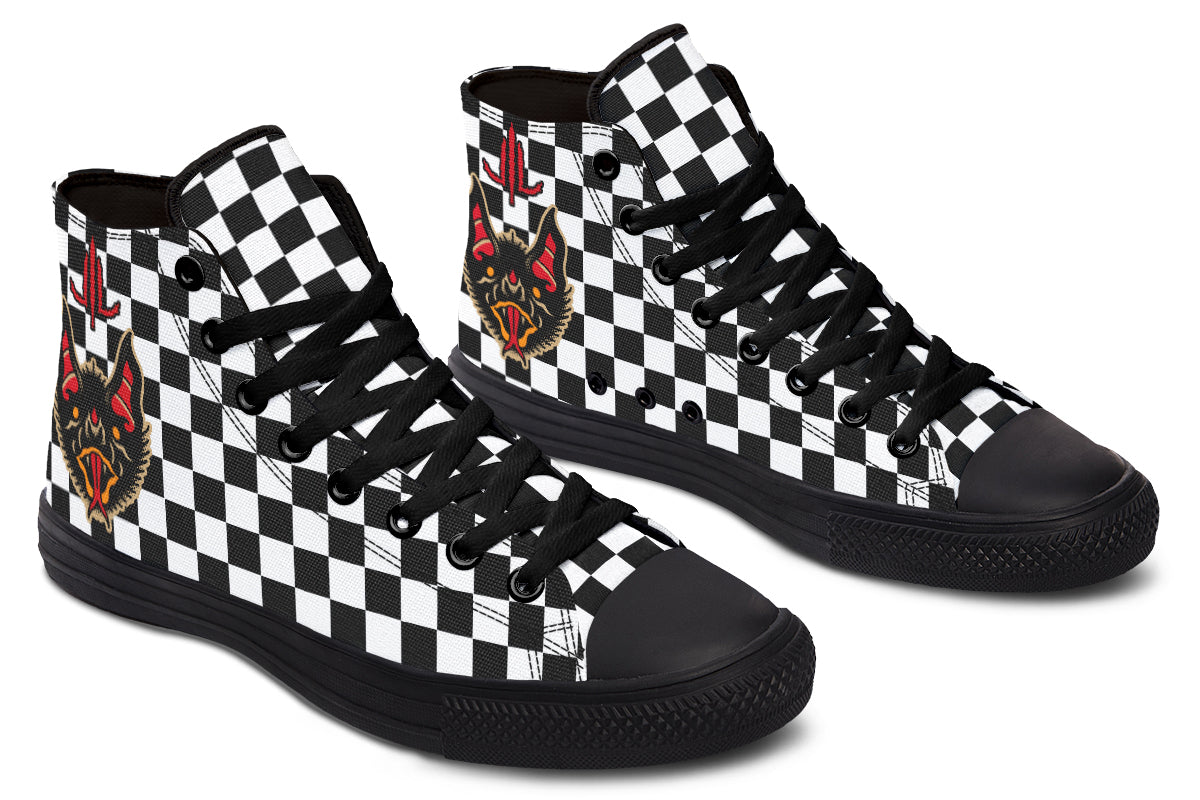 Vampire Bat Checkered High Tops