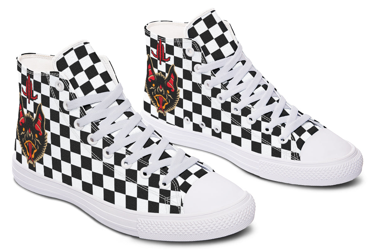 Vampire Bat Checkered High Tops