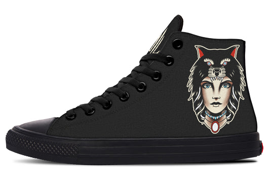 Wolf Cowl Girl Head High Tops