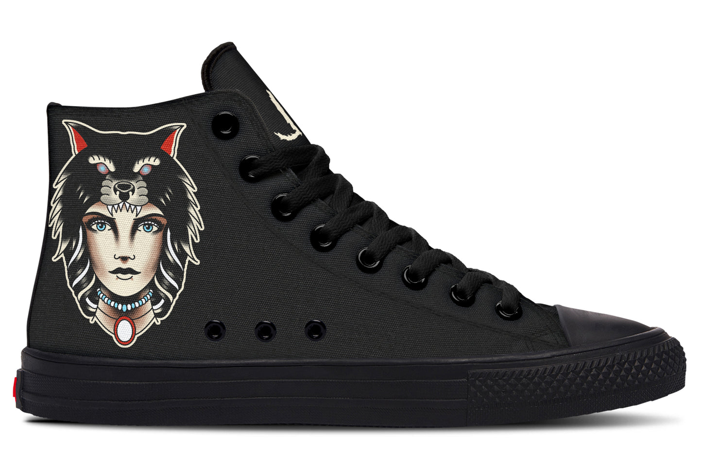 Wolf Cowl Girl Head High Tops