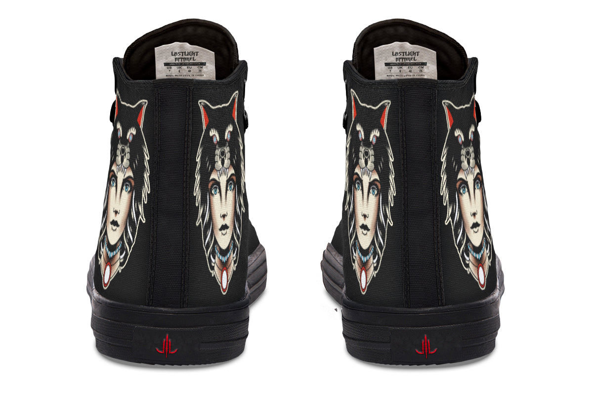 Wolf Cowl Girl Head High Tops