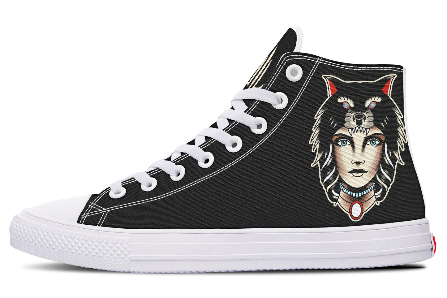 Wolf Cowl Girl Head High Tops
