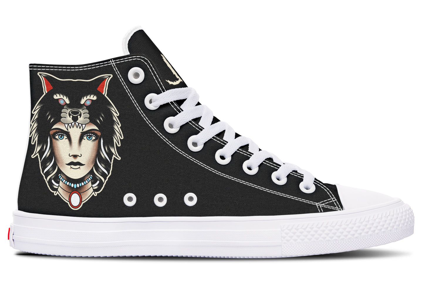 Wolf Cowl Girl Head High Tops