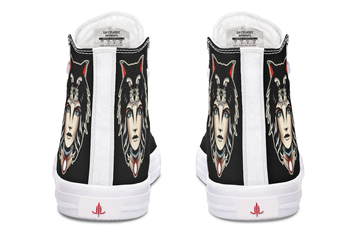 Wolf Cowl Girl Head High Tops