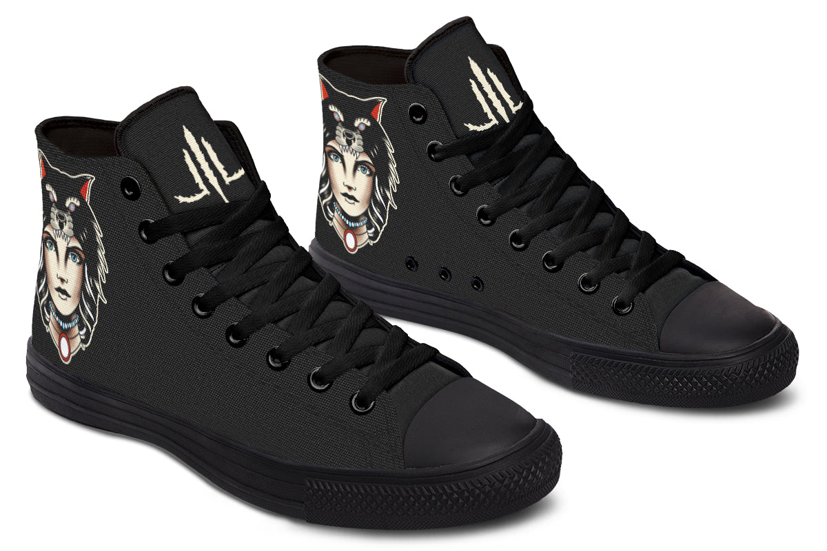 Wolf Cowl Girl Head High Tops