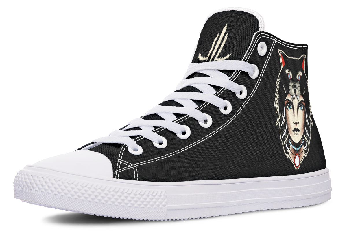 Wolf Cowl Girl Head High Tops