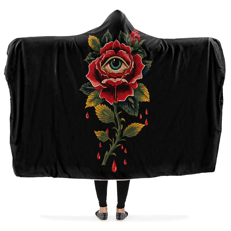 Bleeding Eye Rose Hooded Blanket