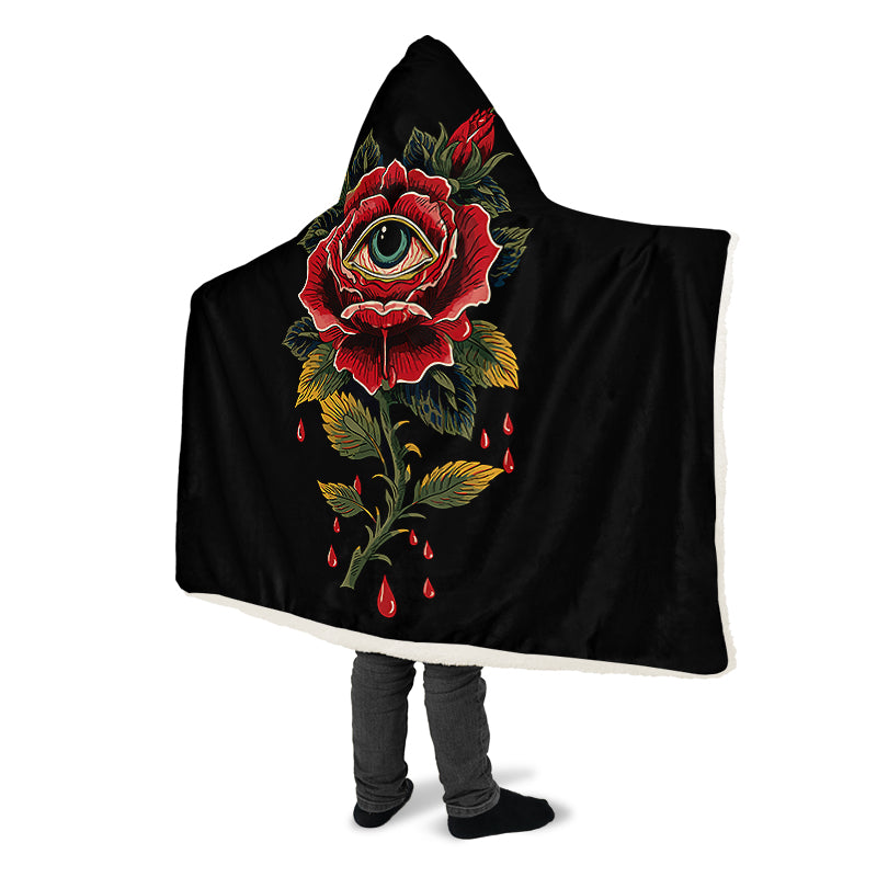 Bleeding Eye Rose Hooded Blanket