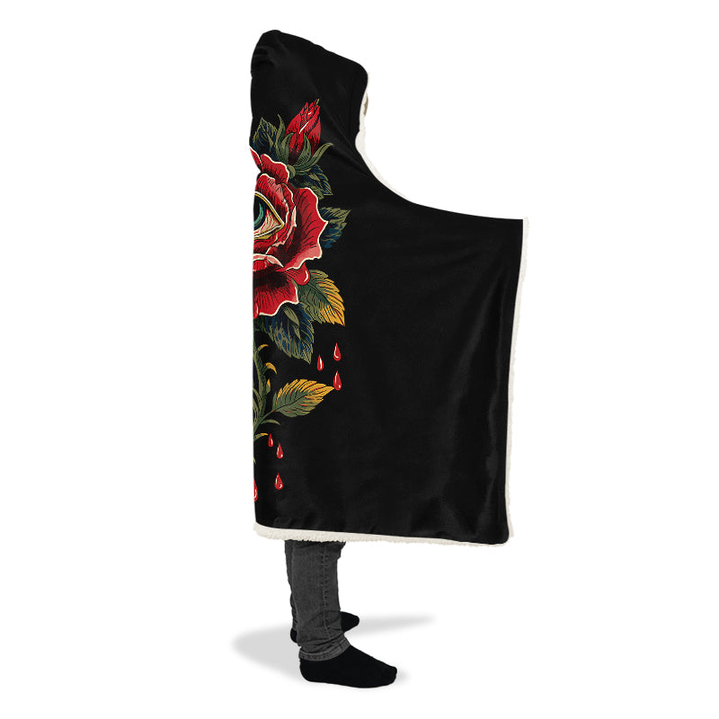 Bleeding Eye Rose Hooded Blanket