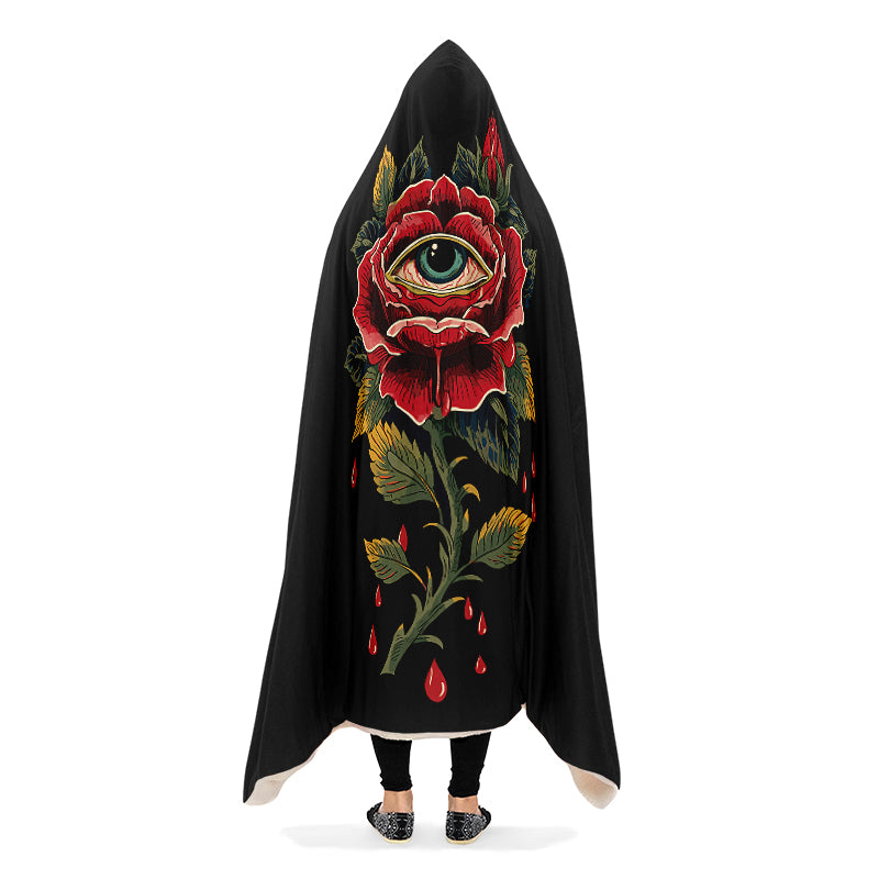 Bleeding Eye Rose Hooded Blanket
