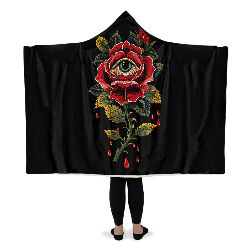Bleeding Eye Rose Hooded Blanket