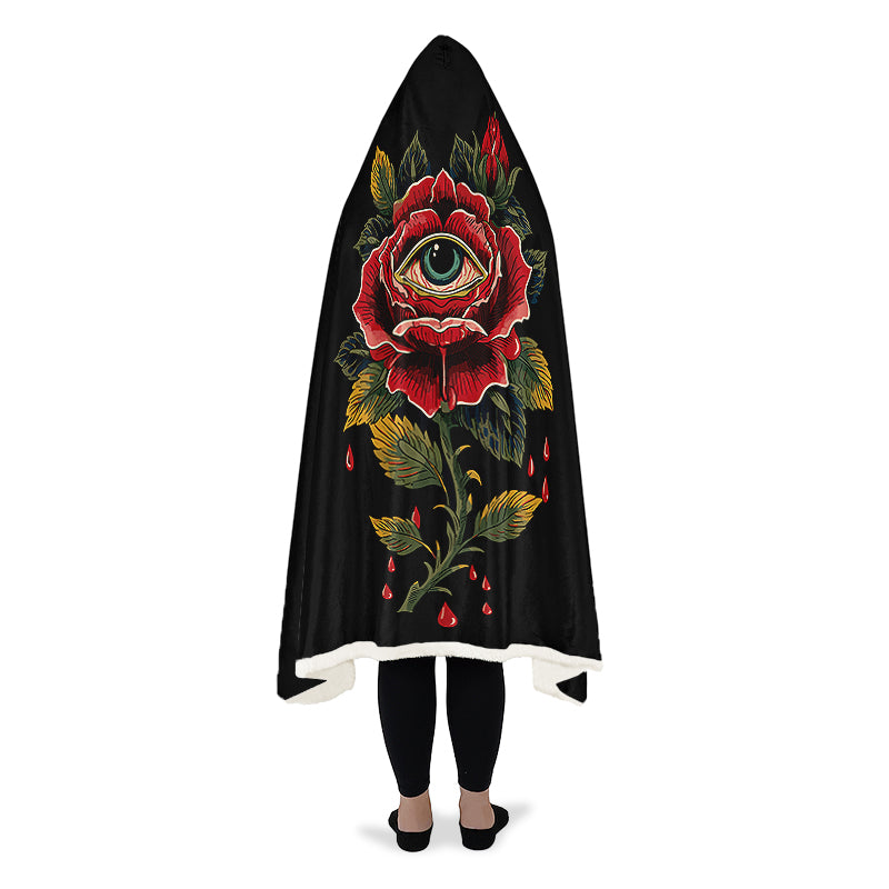 Bleeding Eye Rose Hooded Blanket